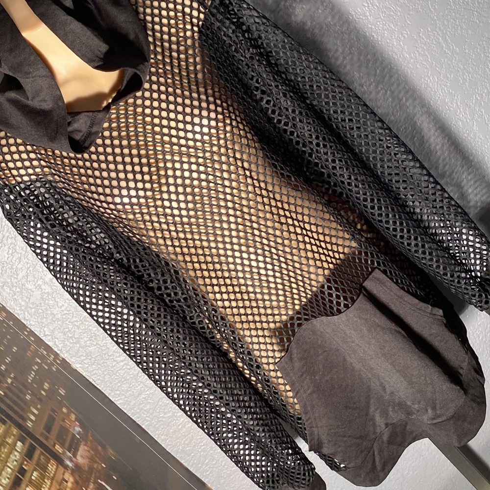 COOFANDY - NWT - hoodie: black sheer mesh l/s overlay tunic - XXL